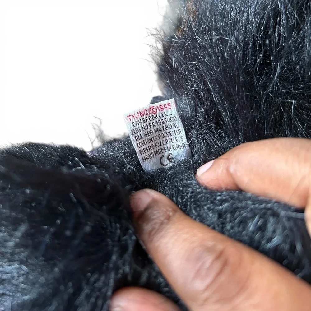 TY Classics Silky Plush Black Cat Red Ribbon Stuffed Animal 1998 Vintage Gothic